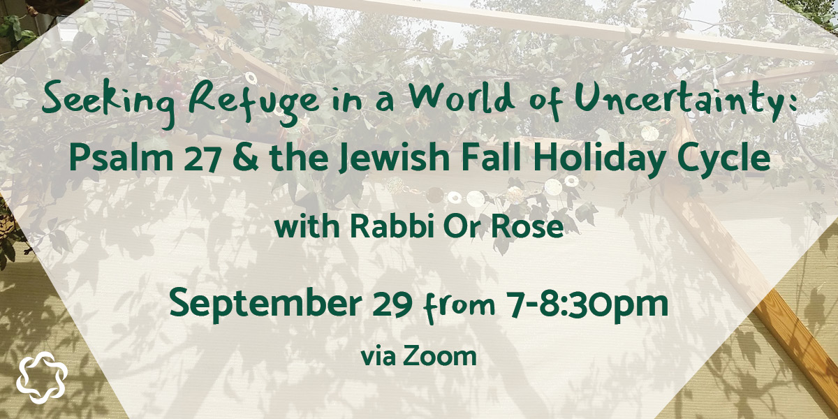 Seeking Refuge in a World of Uncertainty: Psalm 27 & the Jewish Fall Holiday Cycle - Zoom
